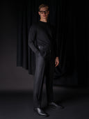 GLAZOMER Anzughose (Flanell - Gurkha), schwarz