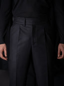 GLAZOMER Anzughose (Flanell - Gurkha), schwarz